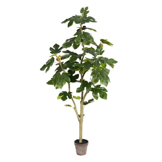 Tiny Green Faux Fig Leaf Tree in Plastic Pot