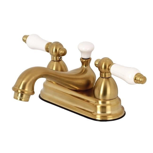 Brushed Brass Double Handle Centerset Bathroom Faucet