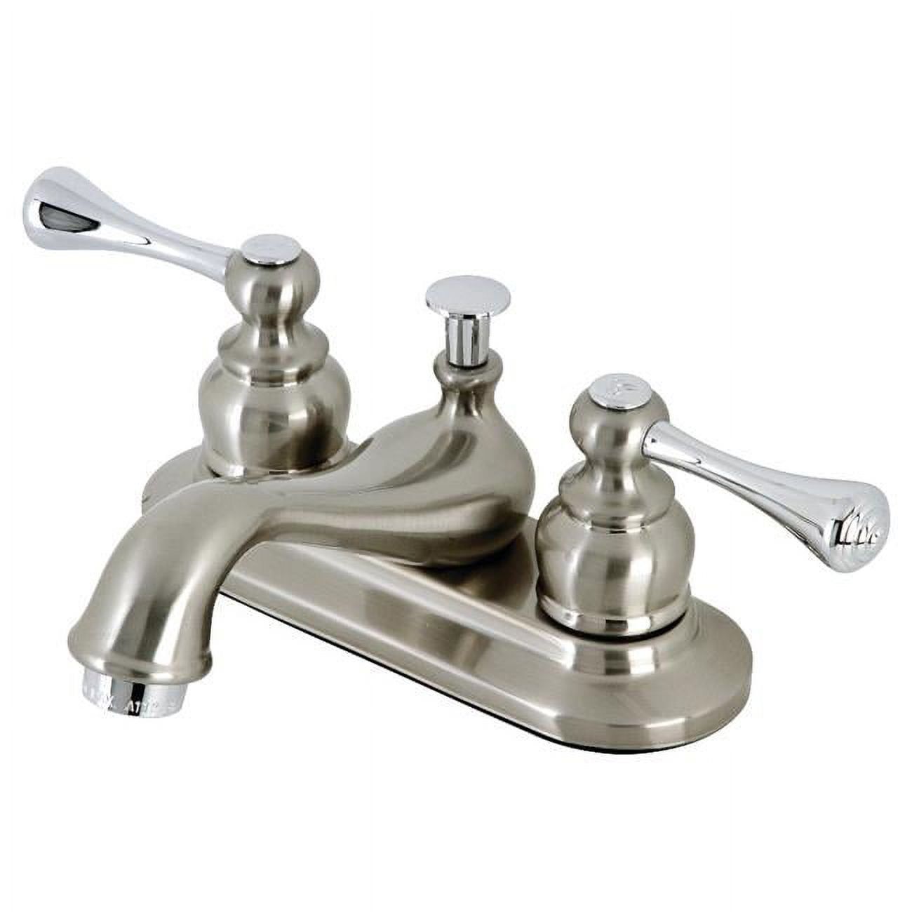 Brushed Nickel Double Handle Low Arc Bathroom Faucet