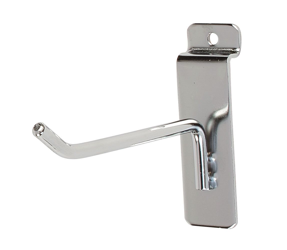 4-Inch Chrome Metal Slatwall Peg Hook - 50 Pack