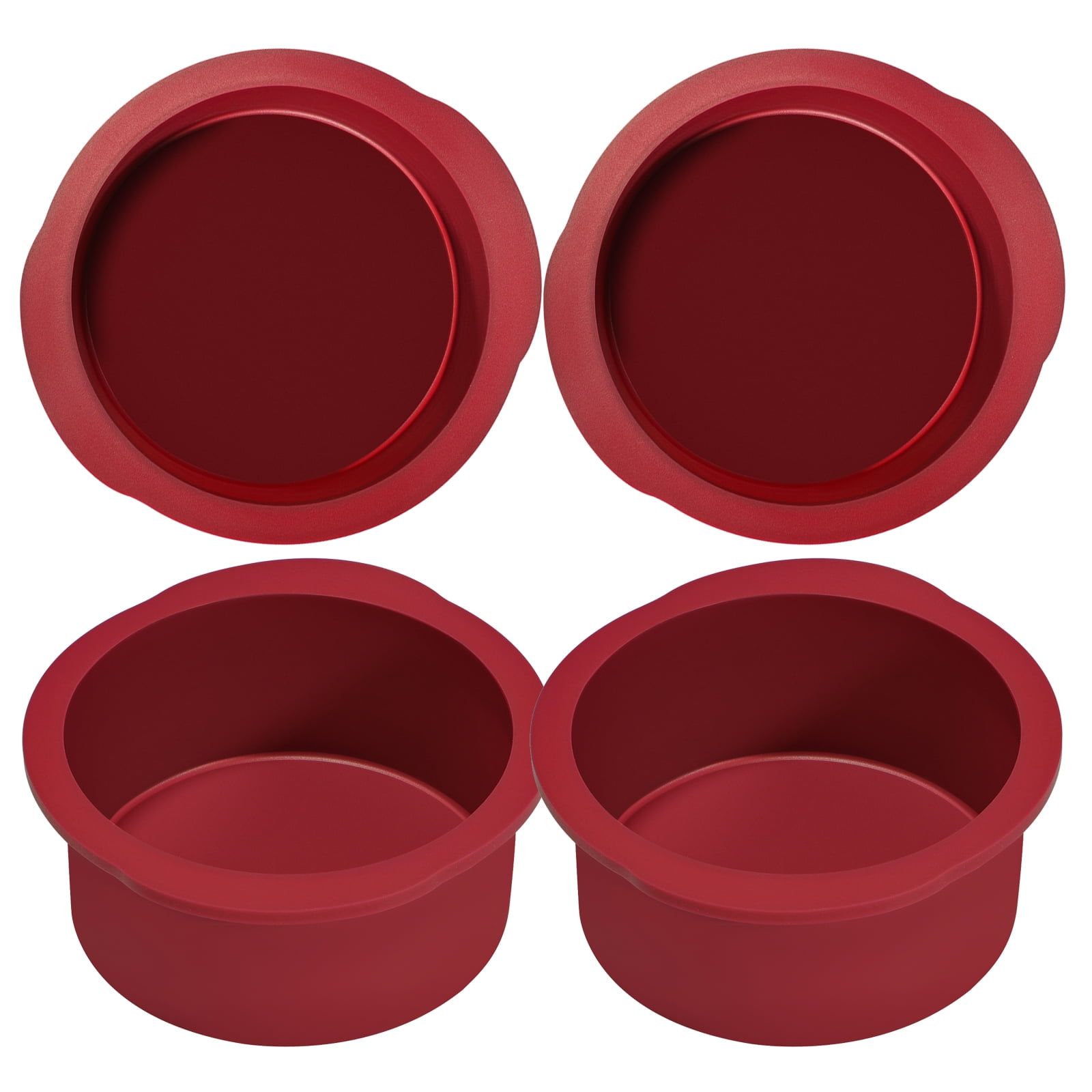 Red 4-Inch Non-Stick Silicone Round Cake Pans, Set of 4