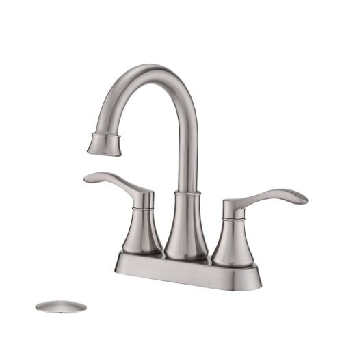 Brushed Nickel Double Handle High Arc Bathroom Faucet with Pop Up Drain