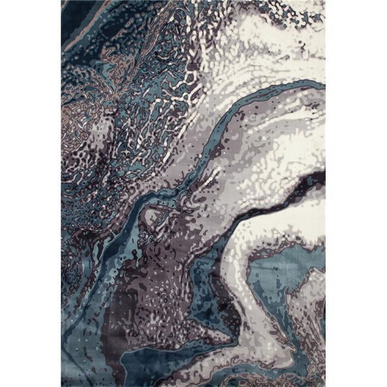 4' x 6' Abstract Aqua and Titanium Synthetic Area Rug