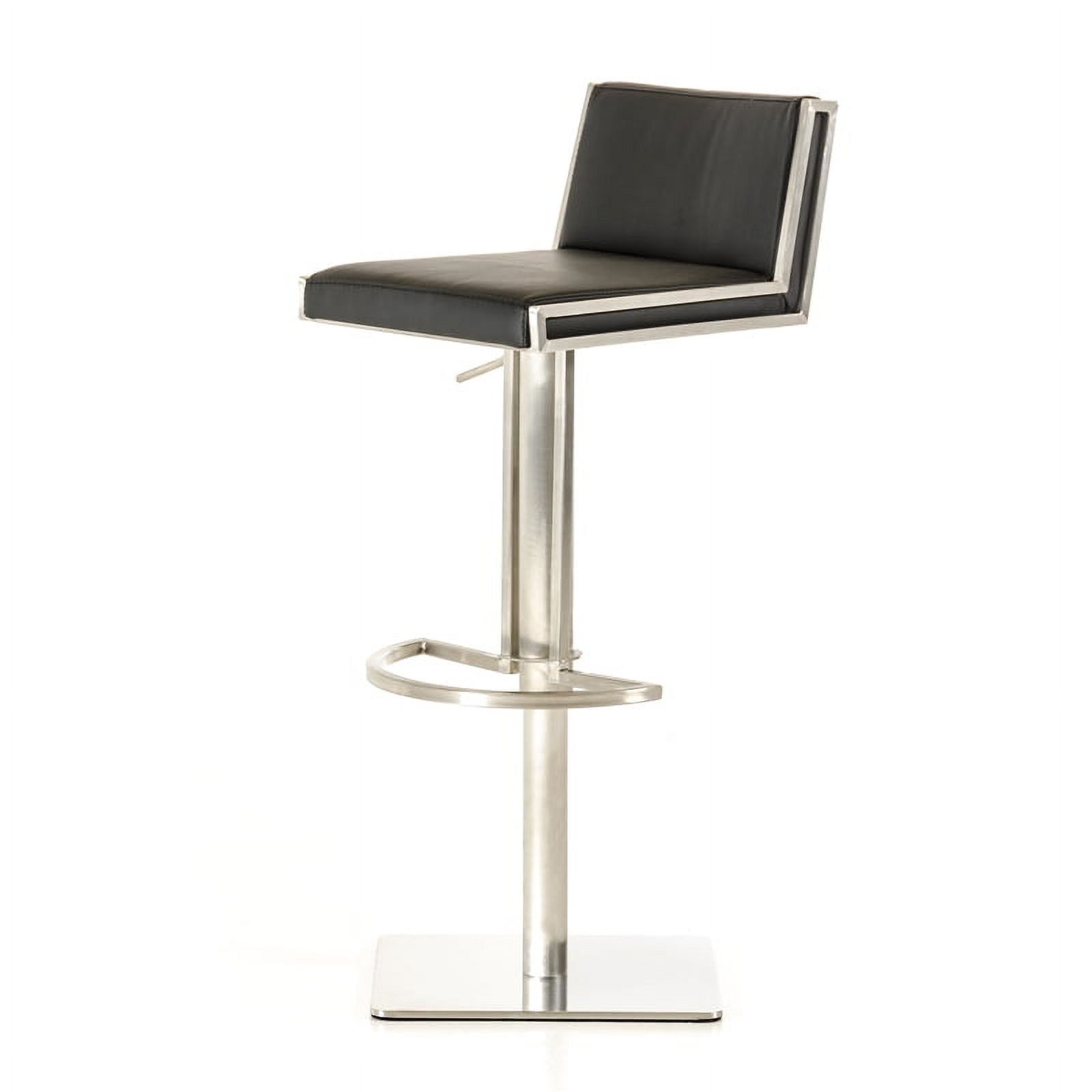 40" Adjustable Swivel Black Leatherette and Walnut Steel Bar Stool