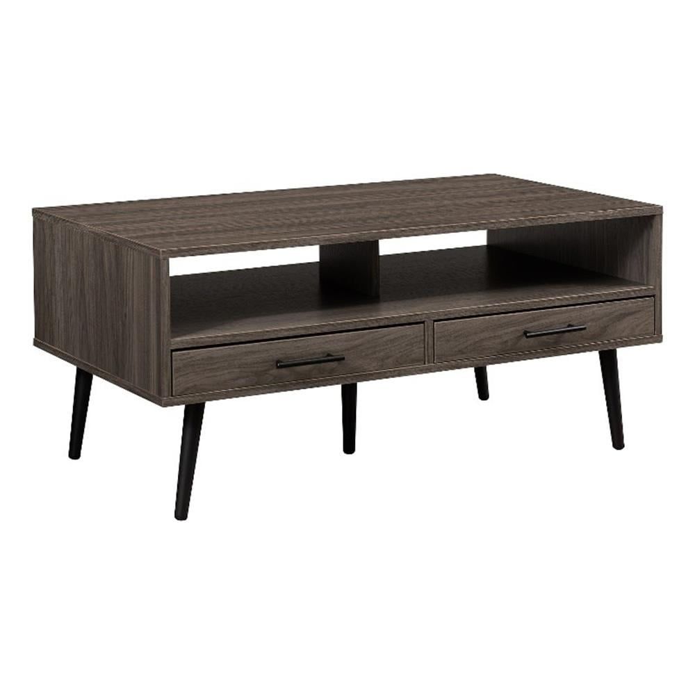 Slate Grey 40" Wood Coffee Table with Storage and Hairpin Legs