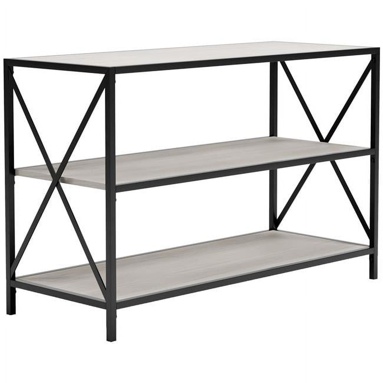 Transitional Urban Farmhouse 42'' White & Black Adjustable Bookcase