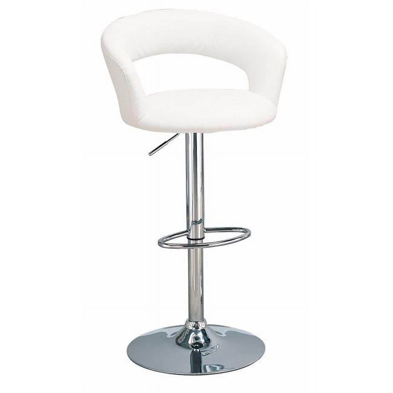 White Faux Leather Adjustable Swivel Bar Stool with Chrome Base