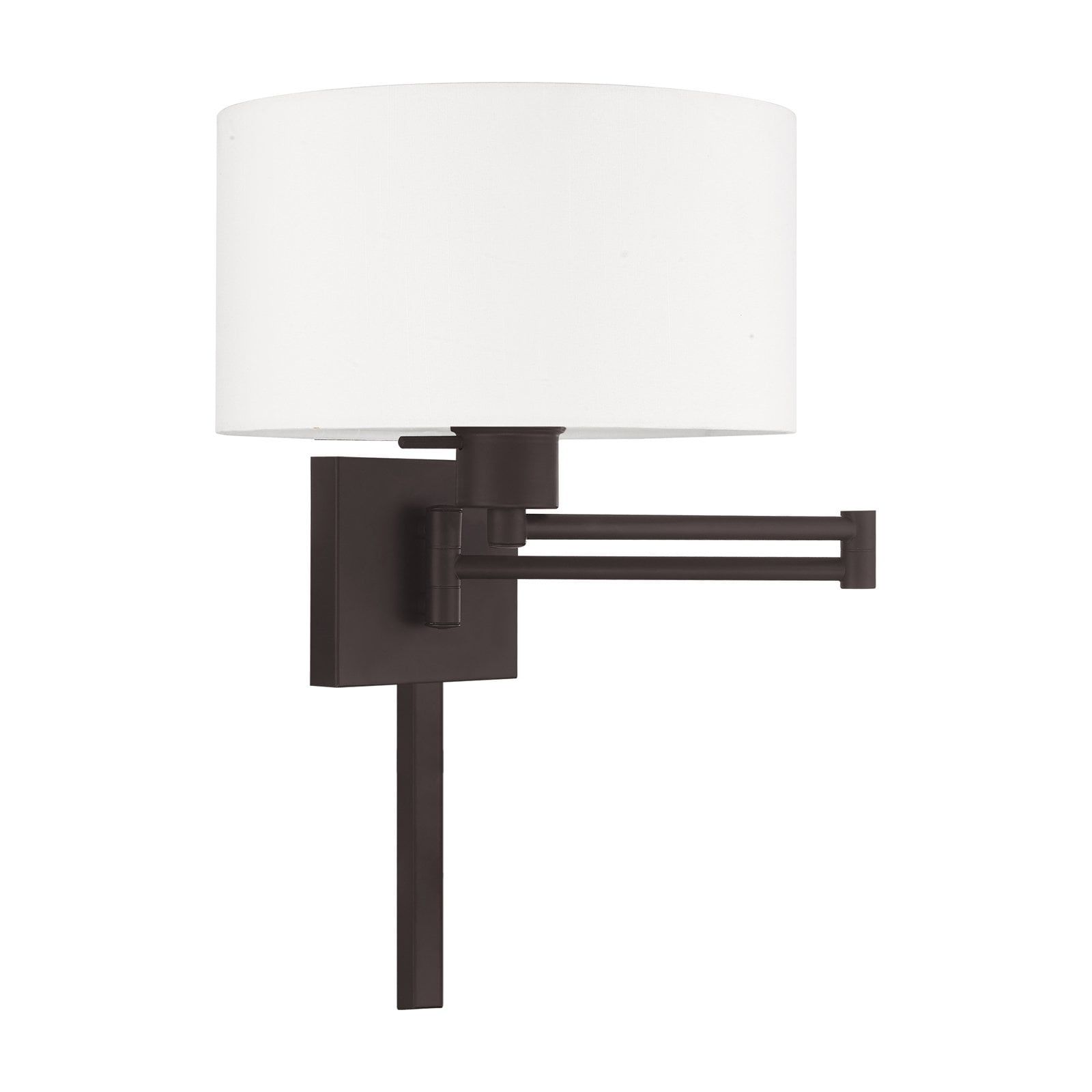 Bronze Swing Arm Wall Lamp with Oatmeal Shade