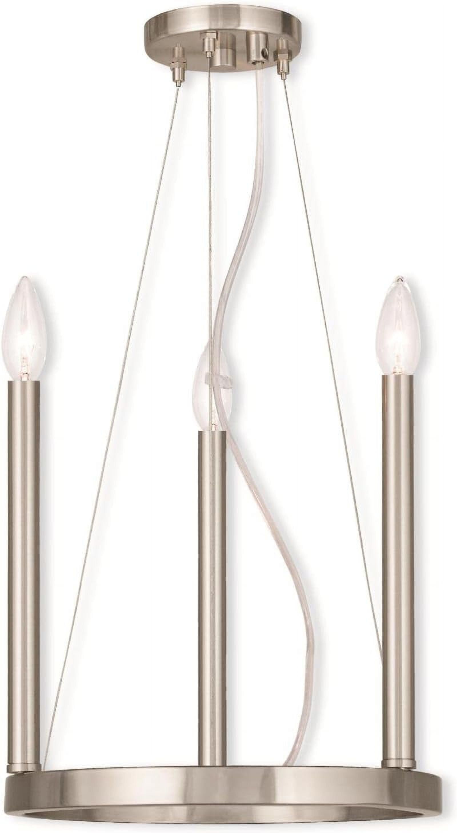 Brushed Nickel Mini 3-Light Candle Chandelier