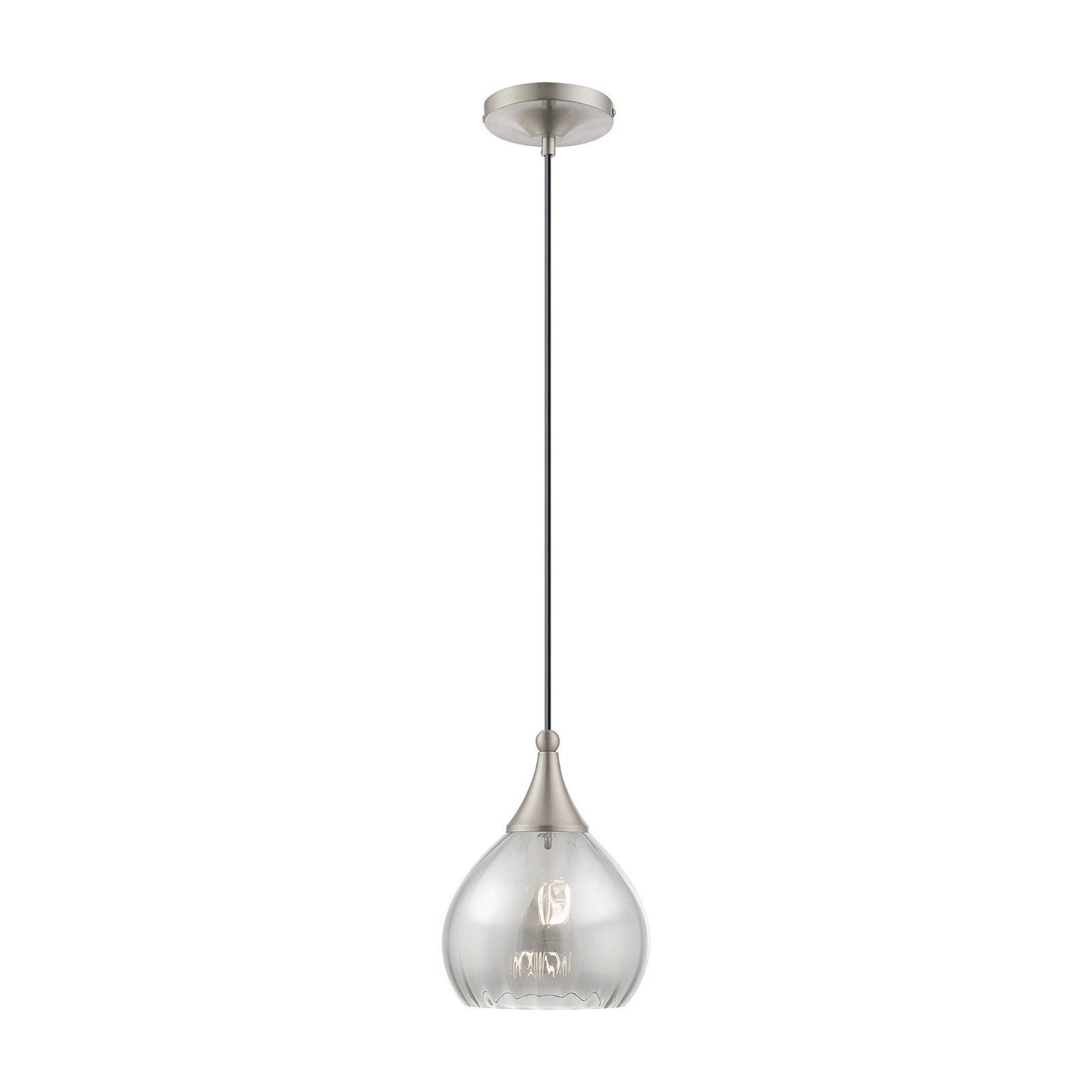 Mini Brushed Nickel LED Pendant with Smoke Glass - Indoor/Outdoor