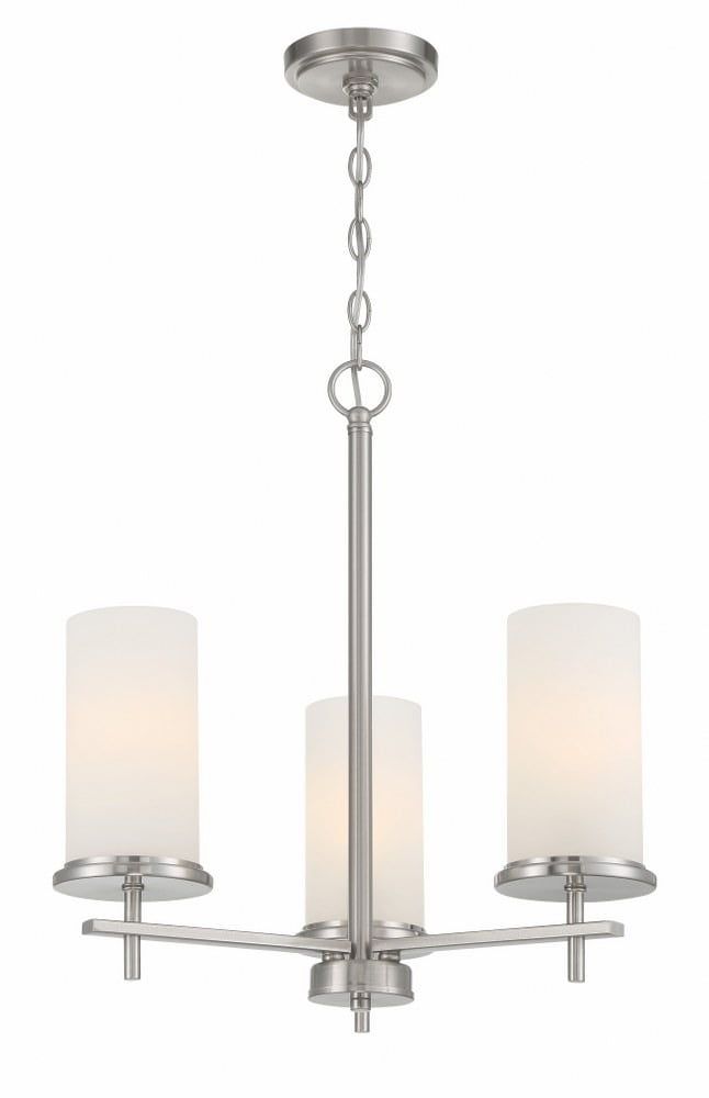 Brushed Nickel 3-Light Chandelier with Etched Glass Shades