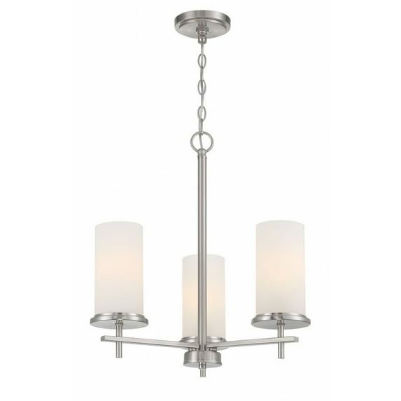 Brushed Nickel 3-Light Chandelier with Etched Glass Shades
