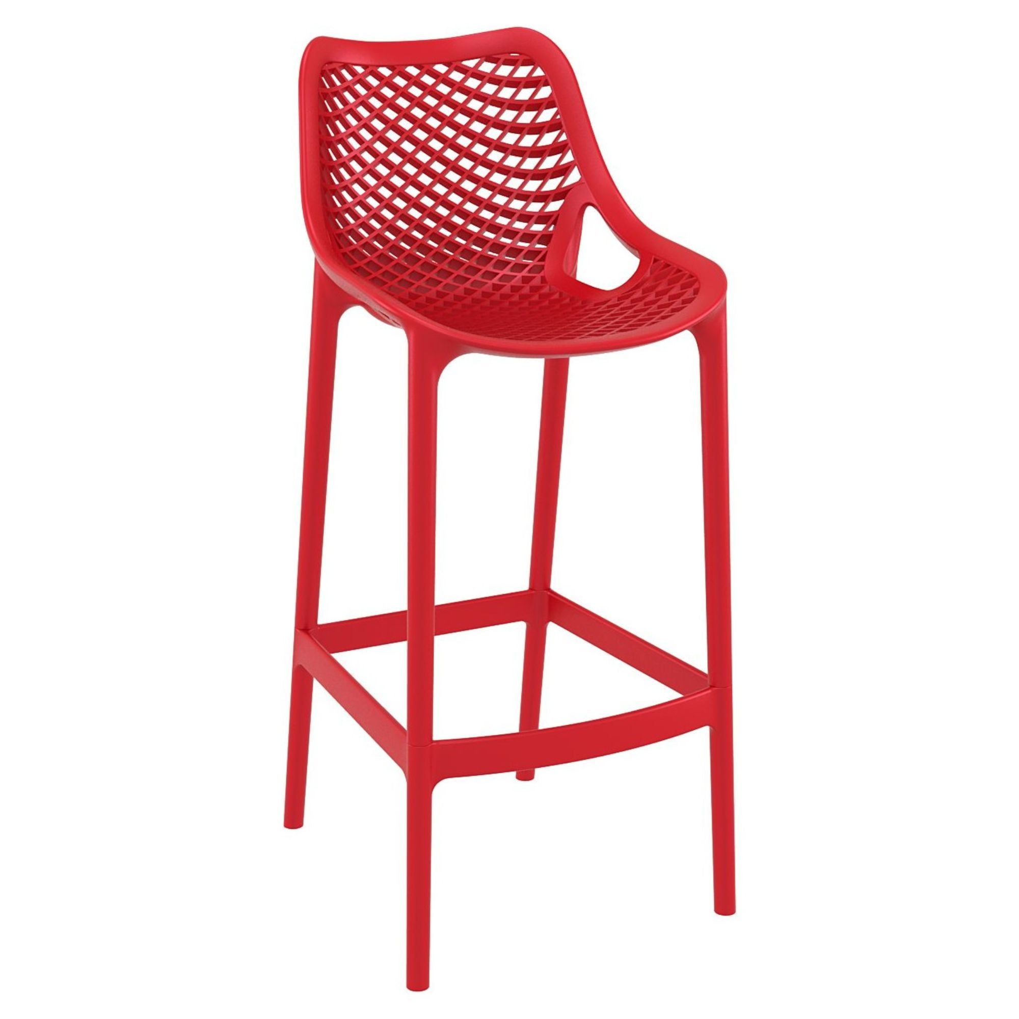 41.25" Red Polypropylene Resin Indoor/Outdoor Bar Stool