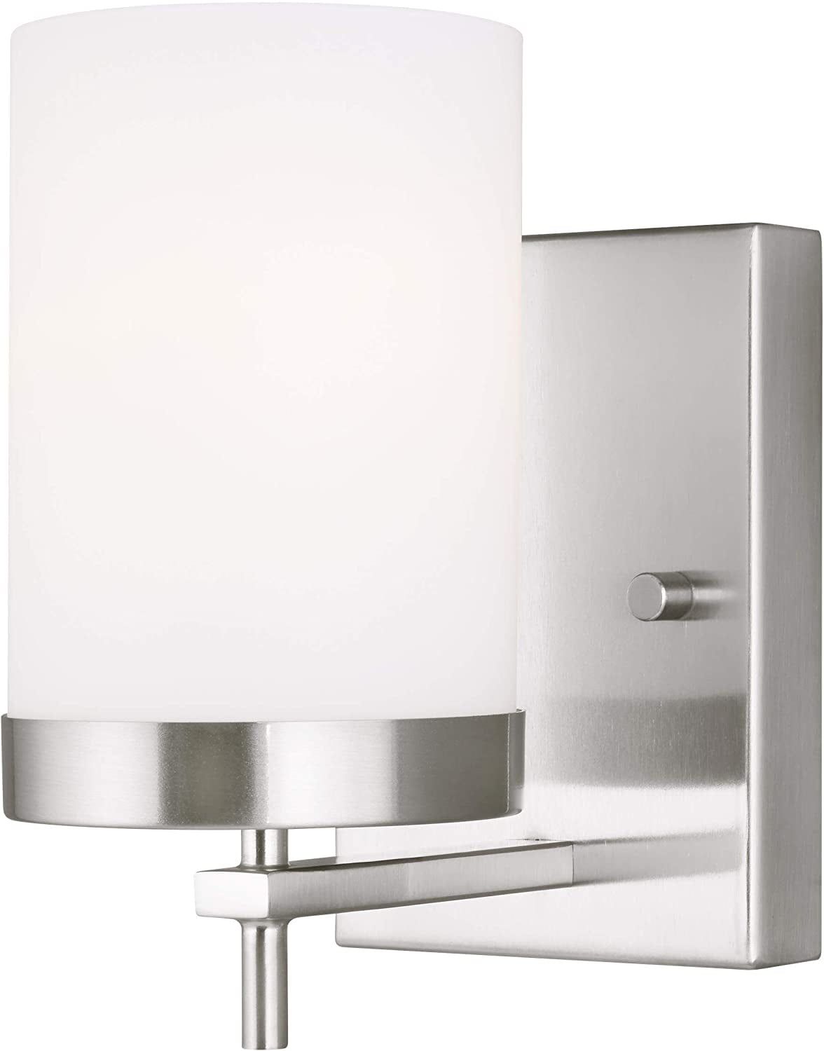 Sean Lavin Brushed Nickel Cylinder Wall Sconce with Etched Glass