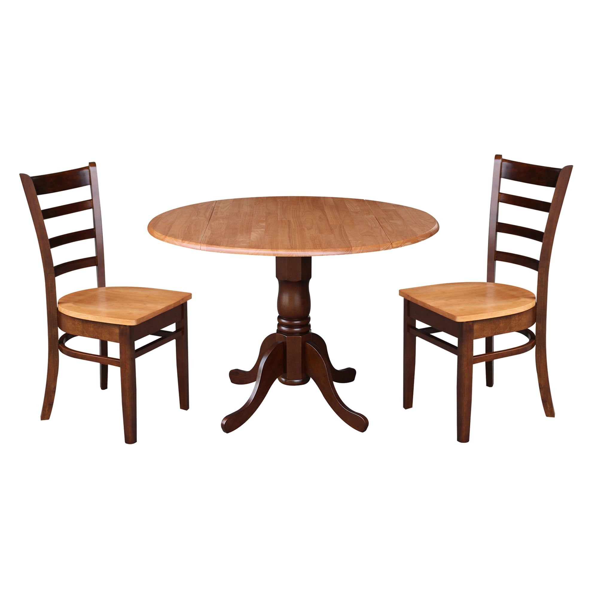 42" Cinnamon Espresso Drop Leaf Table with 2 Chairs