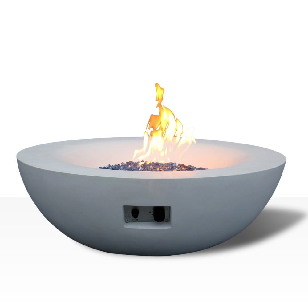 42'' Antique White Round Concrete Propane Gas Fire Pit