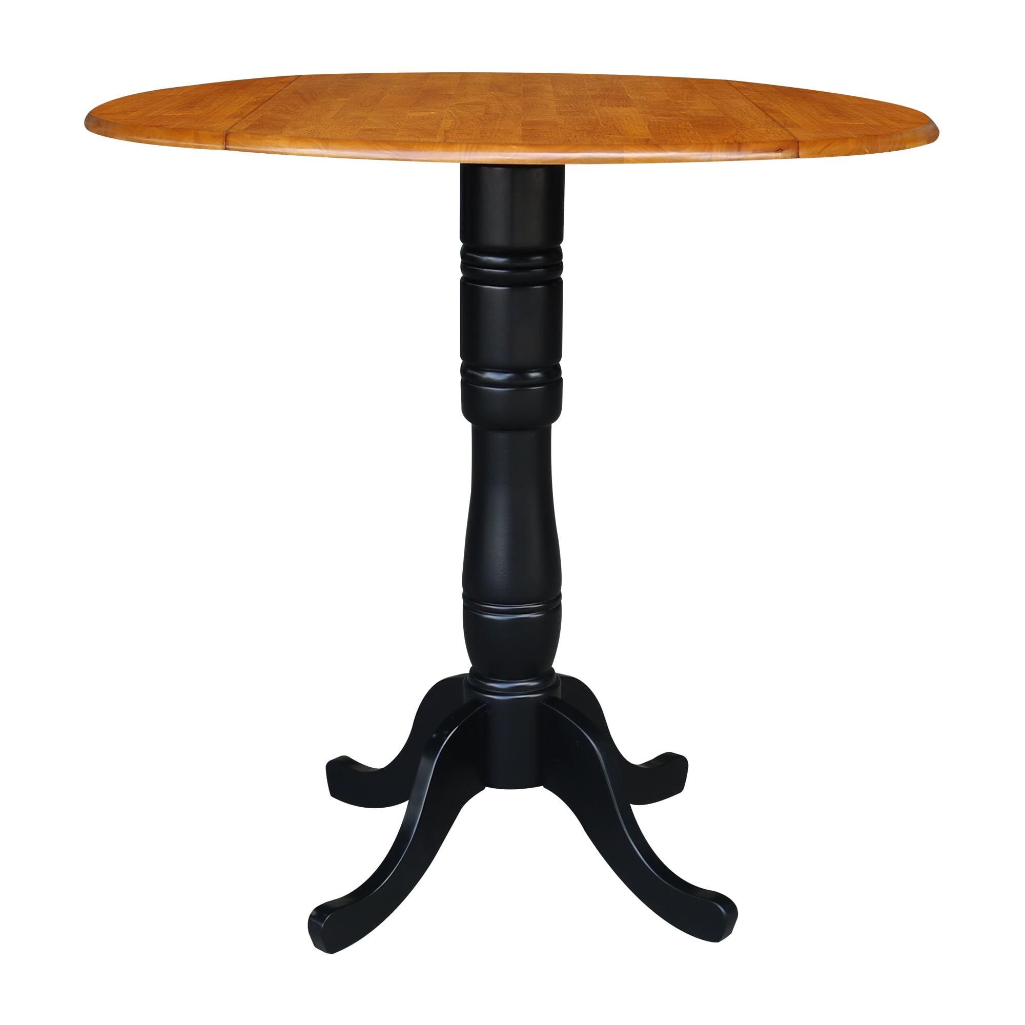 42" Round Black and Cherry Wood Extendable Bar Height Table