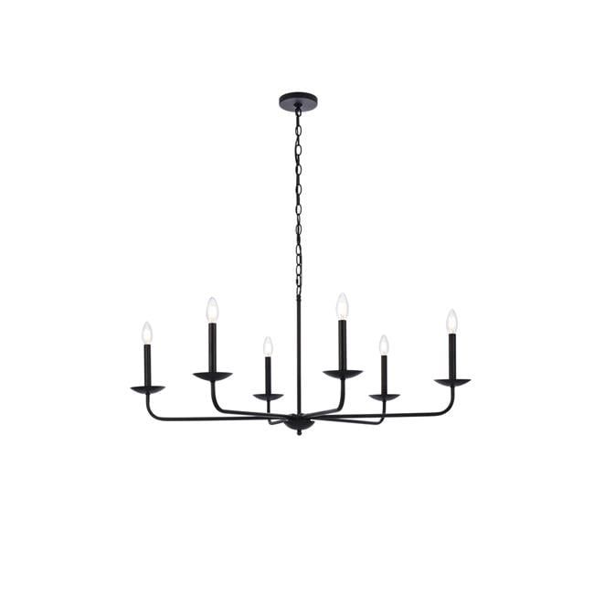 Elegant Cohen 42" Black Steel 6-Light Pendant