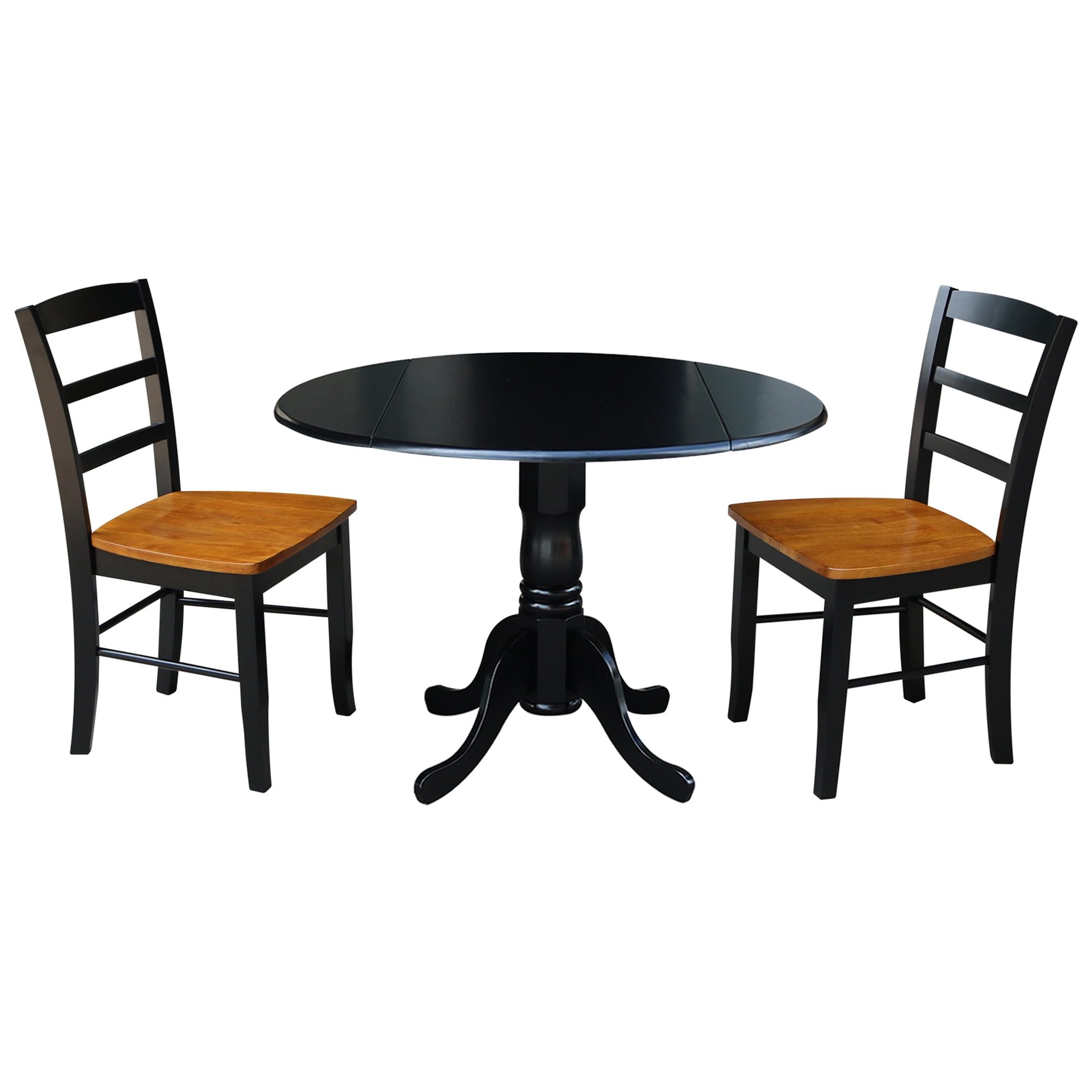 Black Cherry Dual Drop Leaf Dining Table with Ladder Back Chairs Set