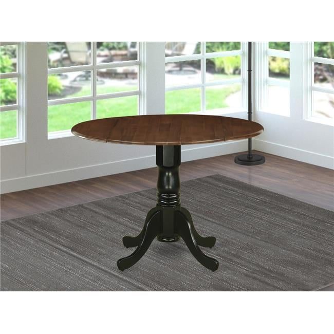 Walnut and Black Round Extendable Wood Dining Table