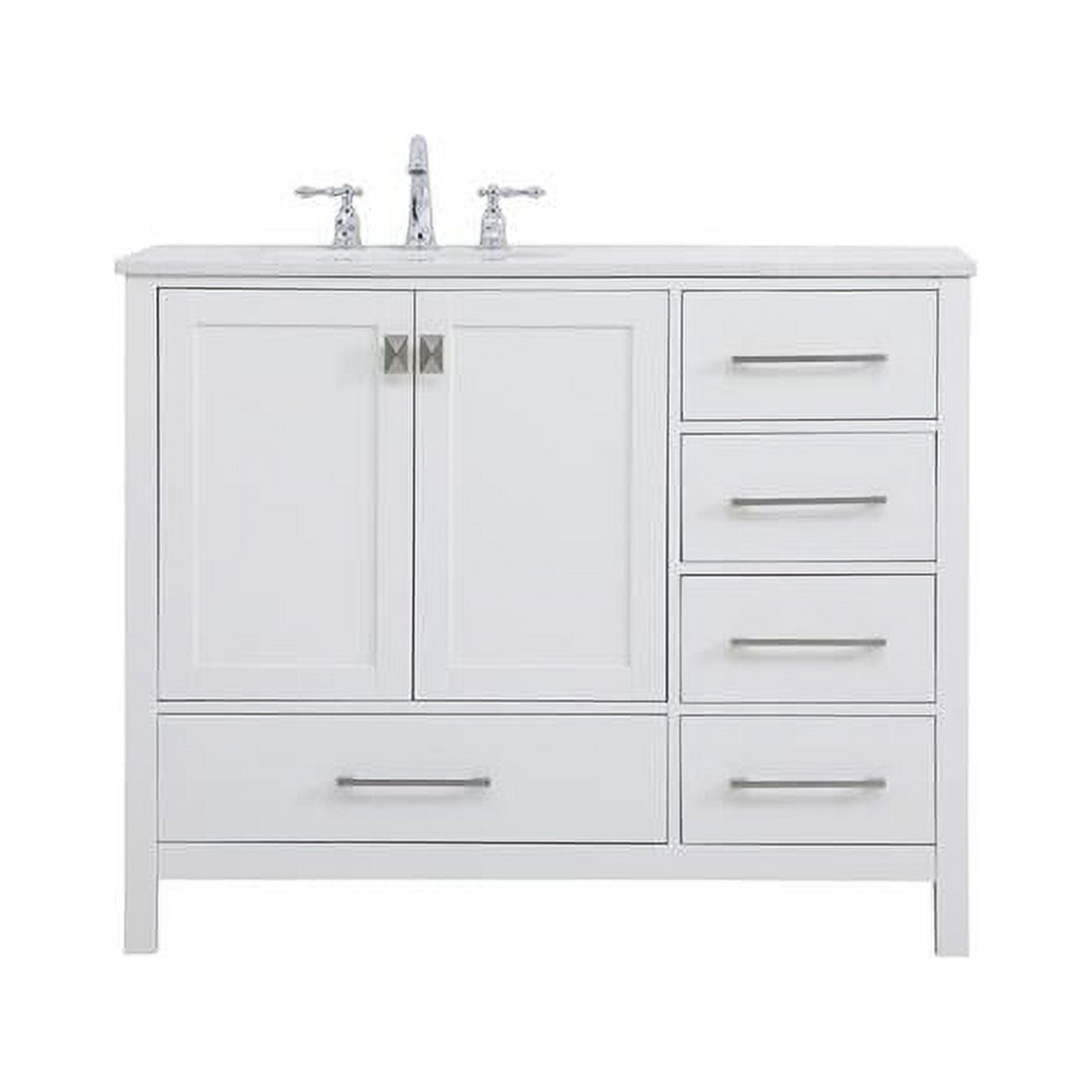 42 in White Single Bathroom Vanity with Calacatta Marble Top