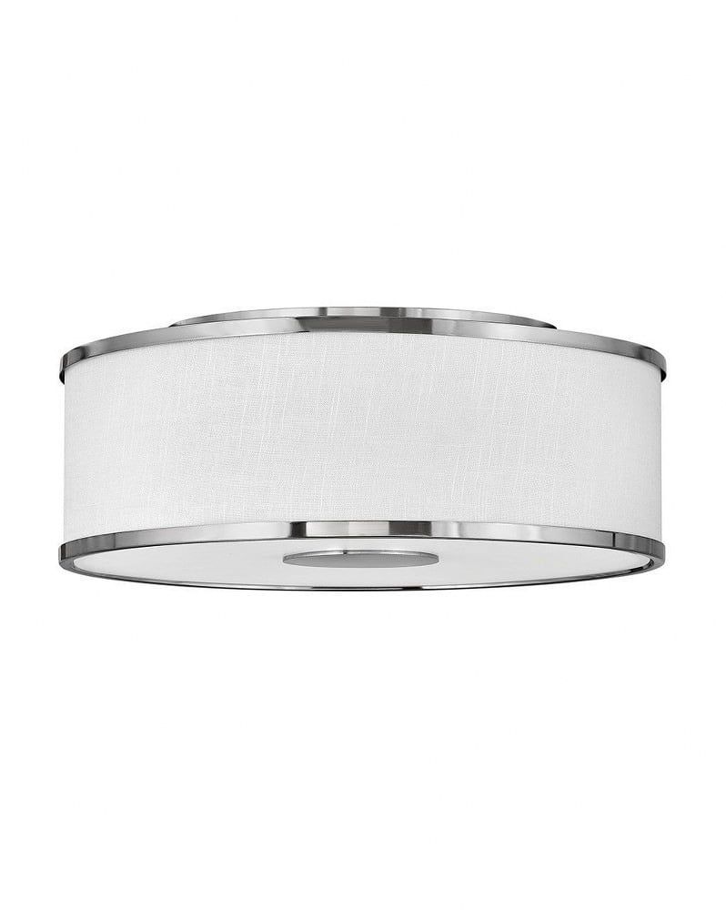 Transitional Brushed Nickel LED Drum Flush Mount Light