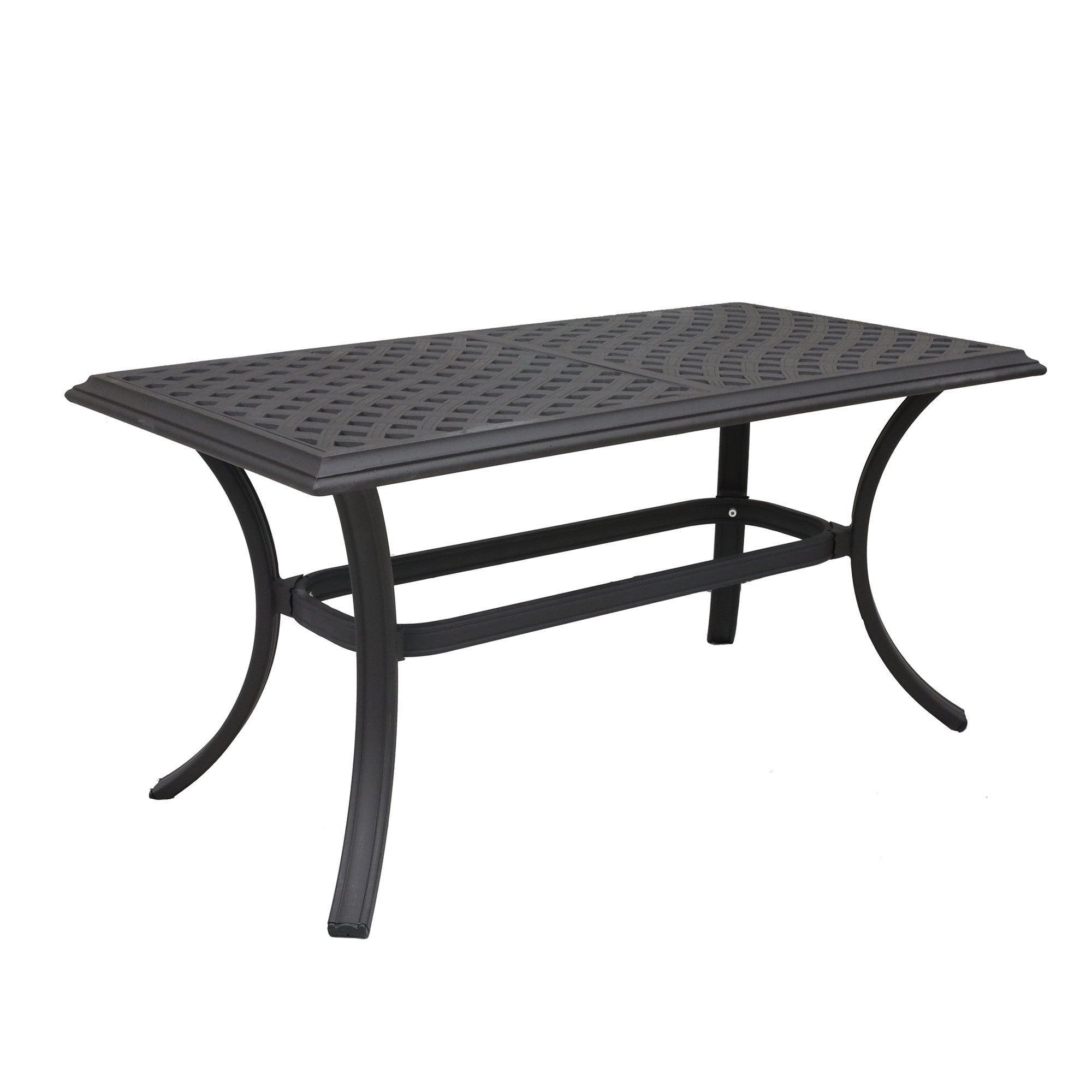 Black Cast Aluminum Outdoor Coffee Table with Lattice Design