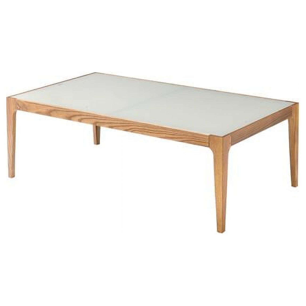 Natural Wood and Frosted Glass Rectangular Coffee Table