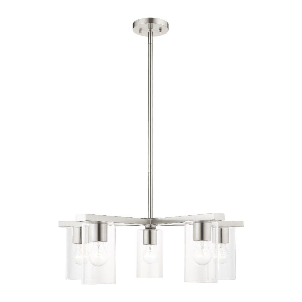 Zurich 26" Brushed Nickel and Crystal 5-Light Chandelier