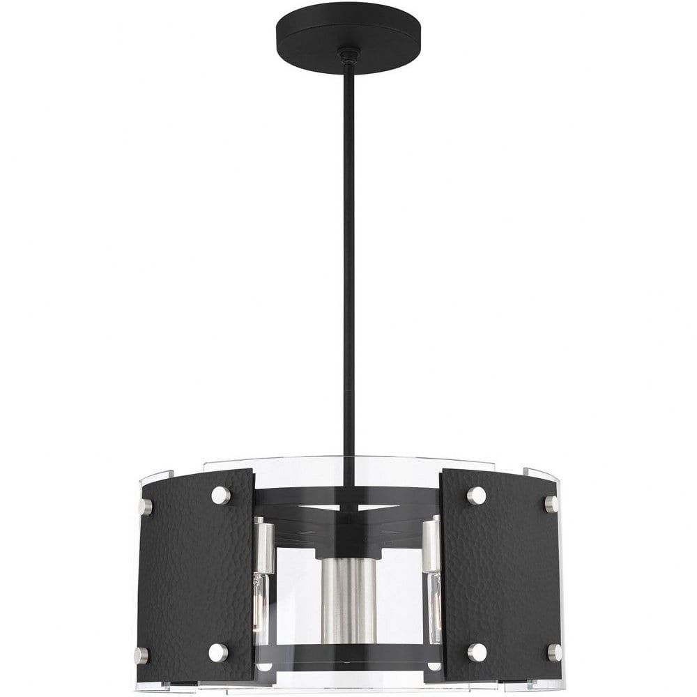 Black and Brushed Nickel Mini Drum Pendant Light