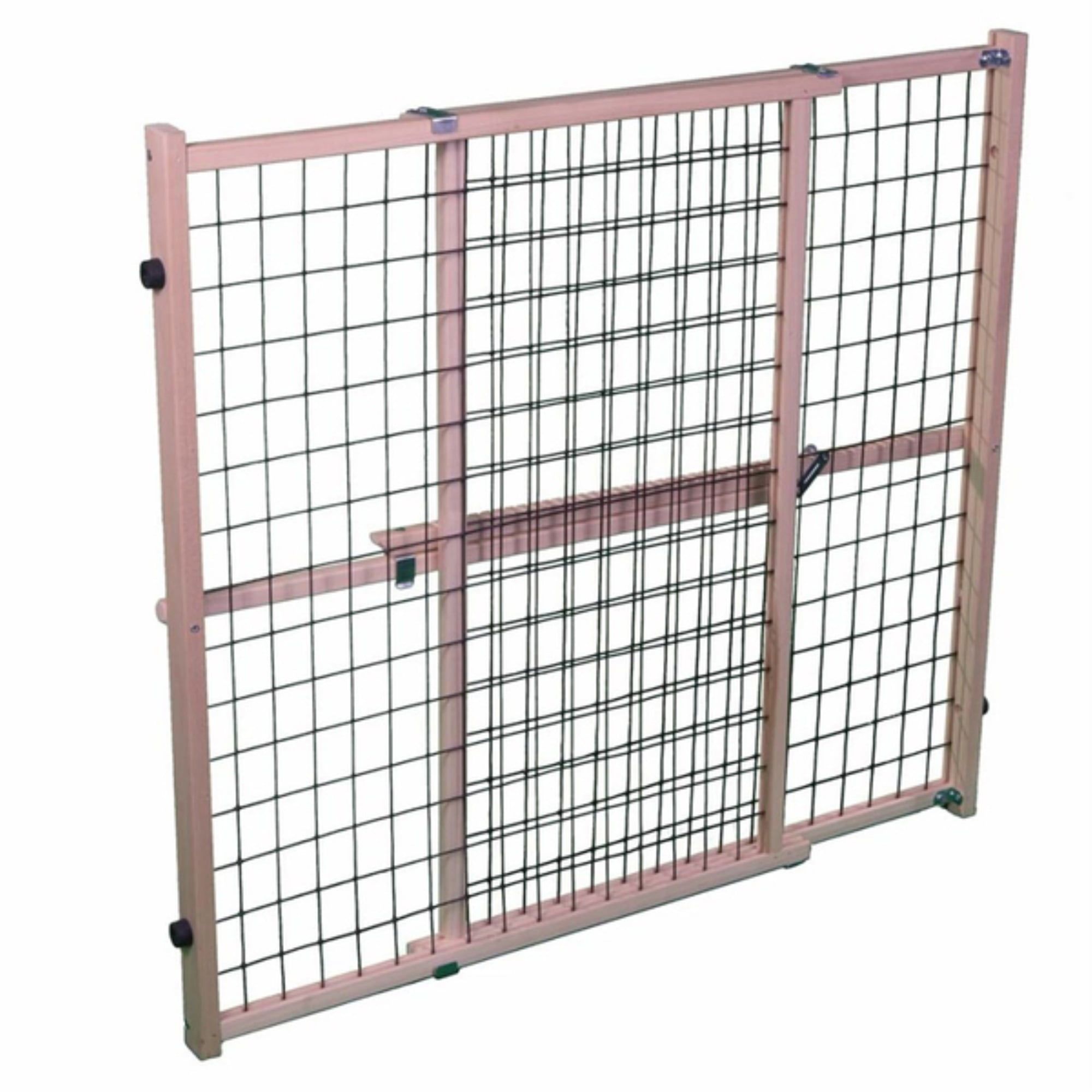 Extra Wide Natural Wood and Wire Mesh Pet Gate