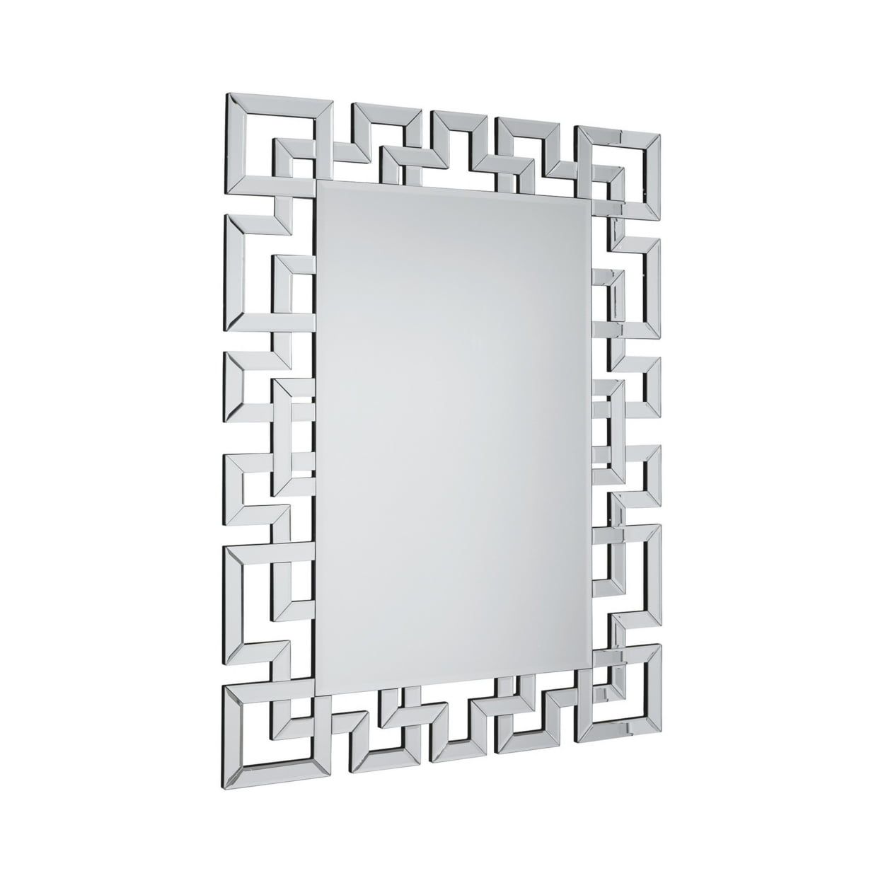 Contemporary 47" Greek Key Design Silver Accent Mirror