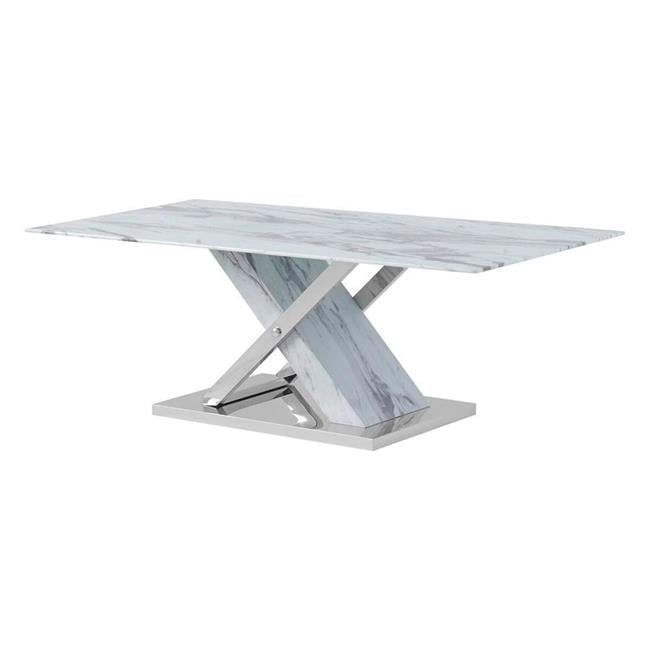 Elegant Carrara Marble-Inspired Glass Lift-Top Coffee Table with X-Base