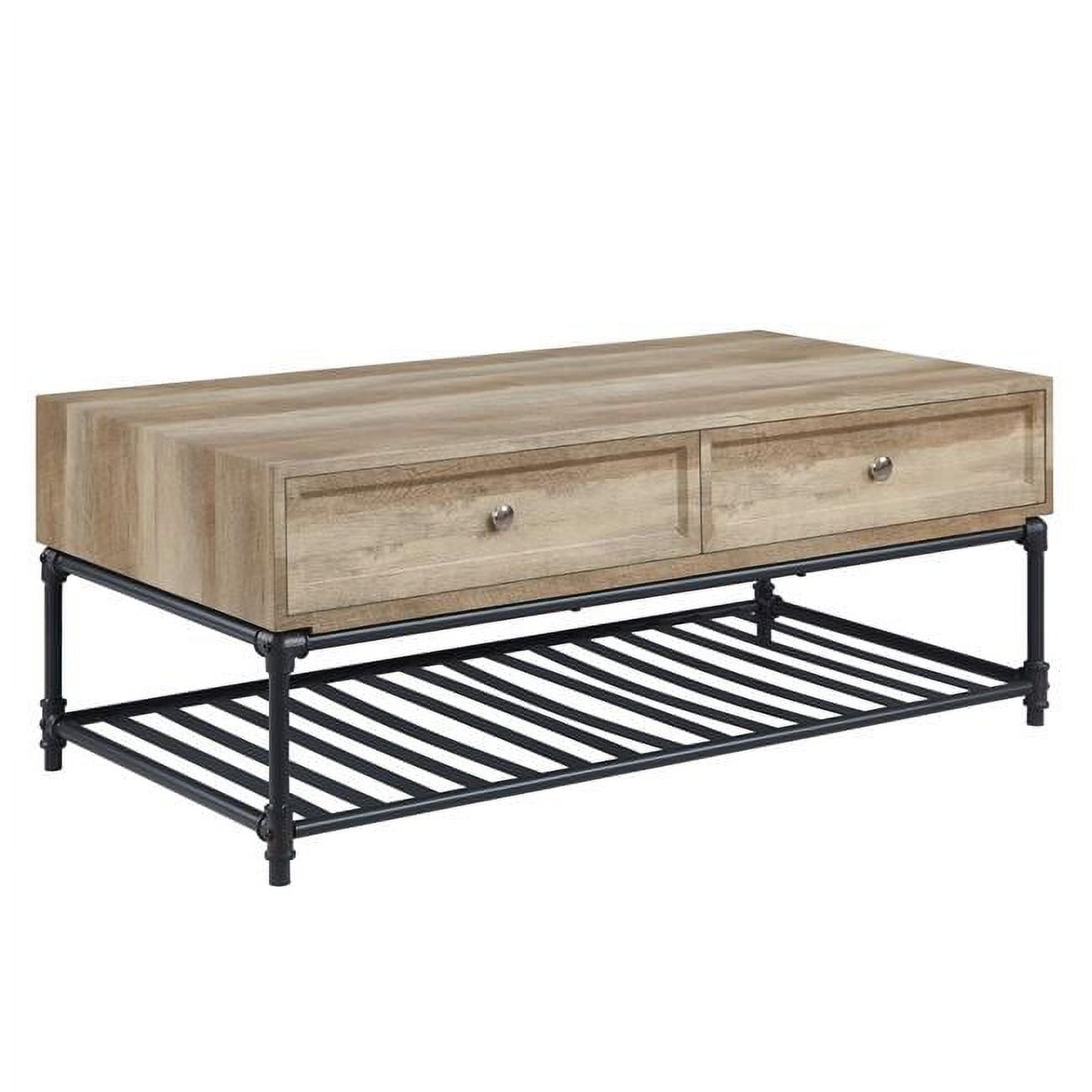 Brantley Rectangular Oak & Sandy Black Coffee Table with Storage