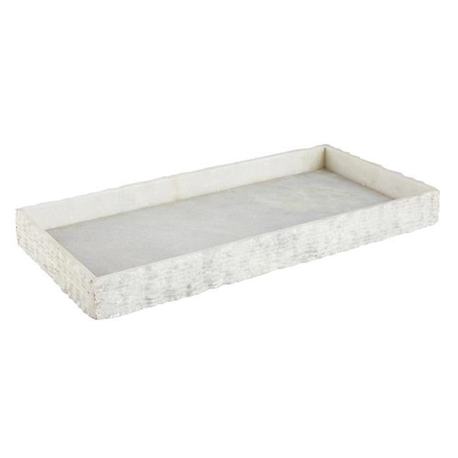 White Polished Marble Rectangular Decorative Tray