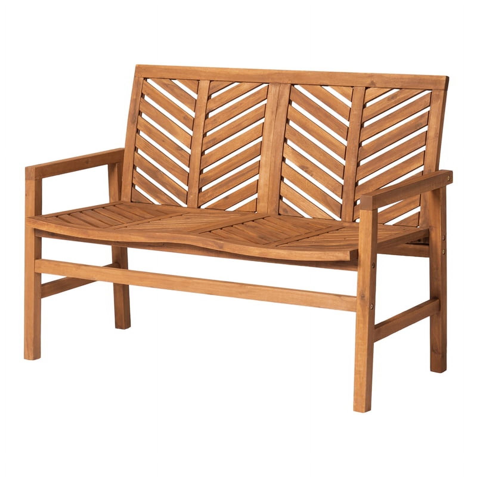 48" Brown Acacia Wood Chevron Patio Loveseat