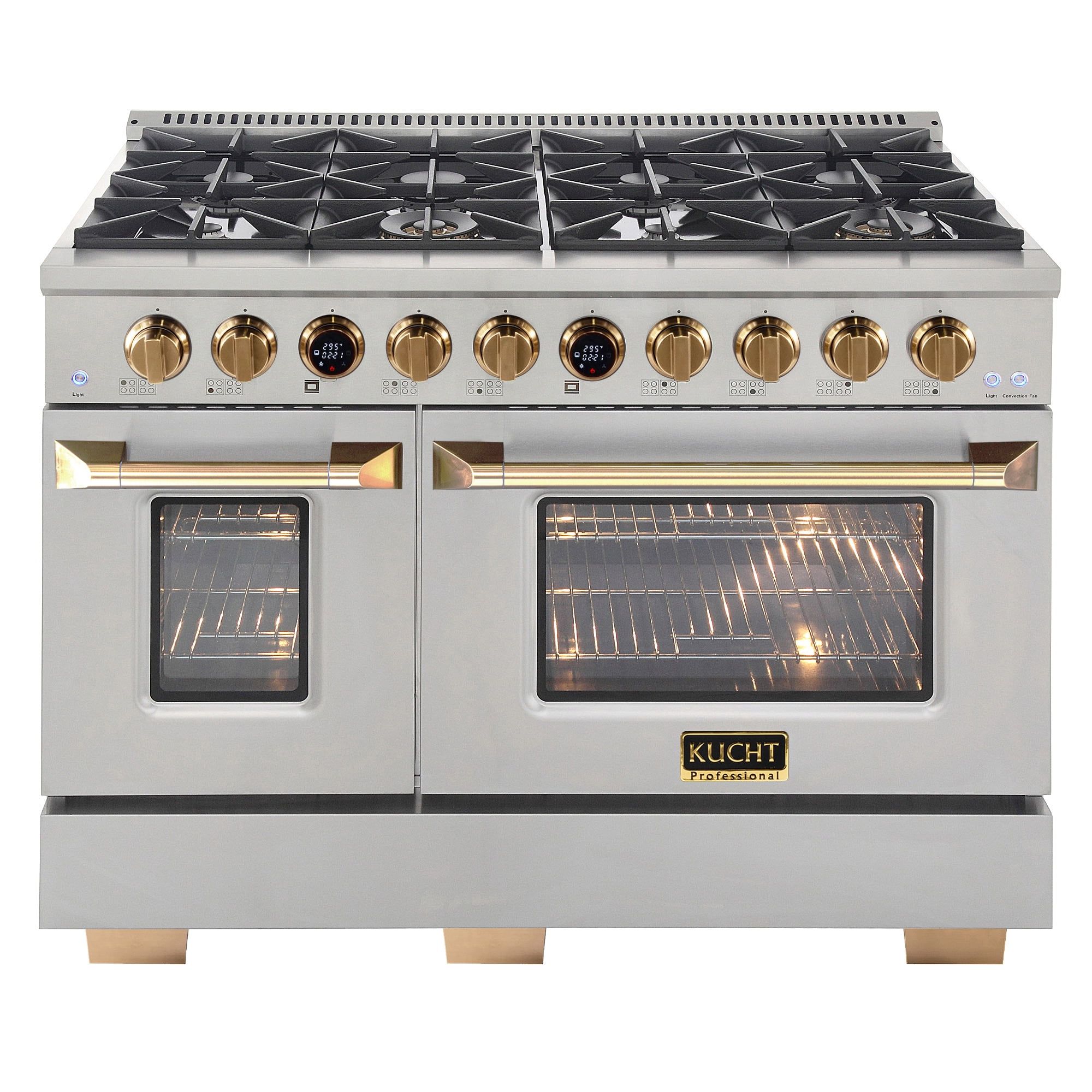 48" Stainless Steel Dual-Fuel Range with Gold Accents and Griddle