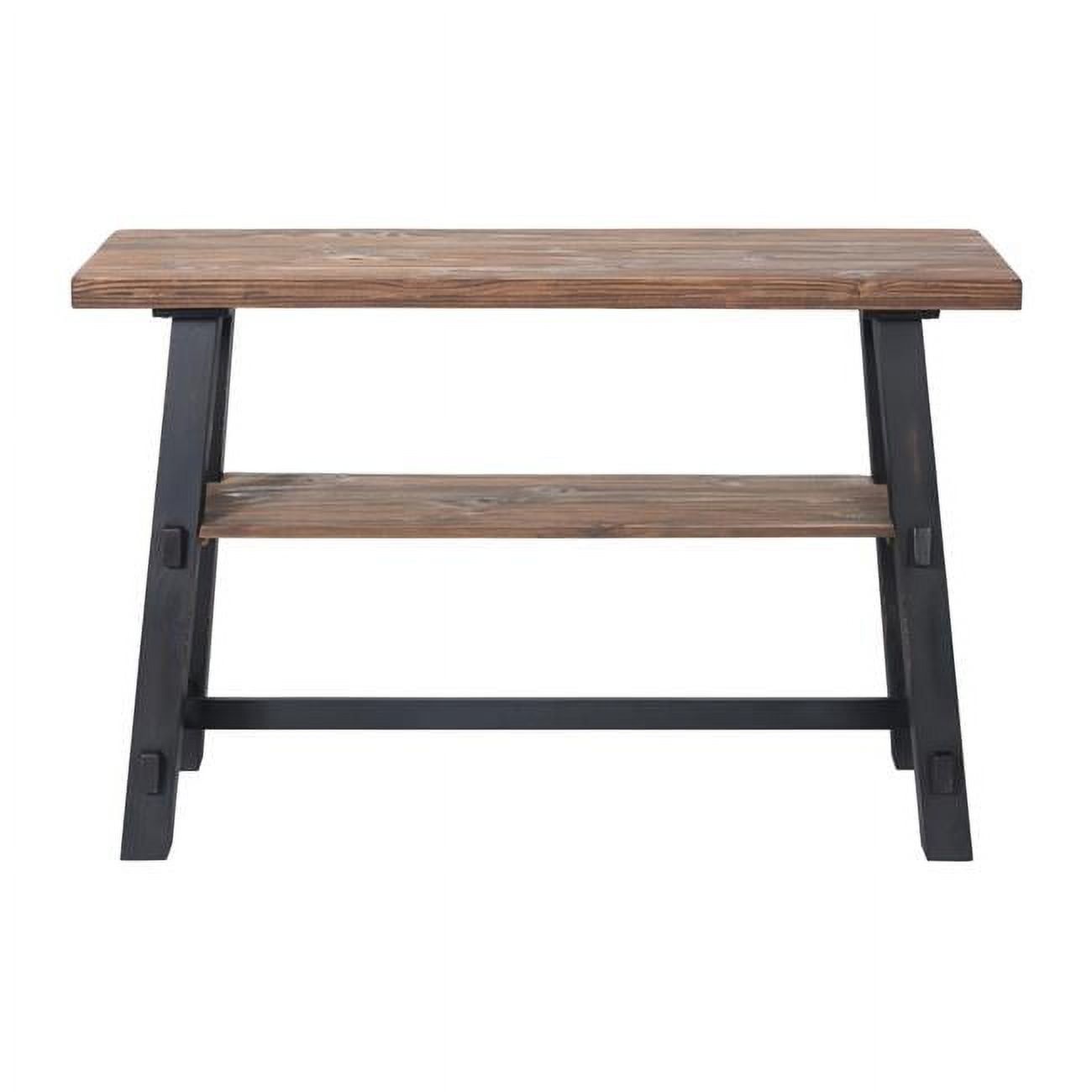 Adam 51'' Distressed Black Solid Wood Console Table with Shelf