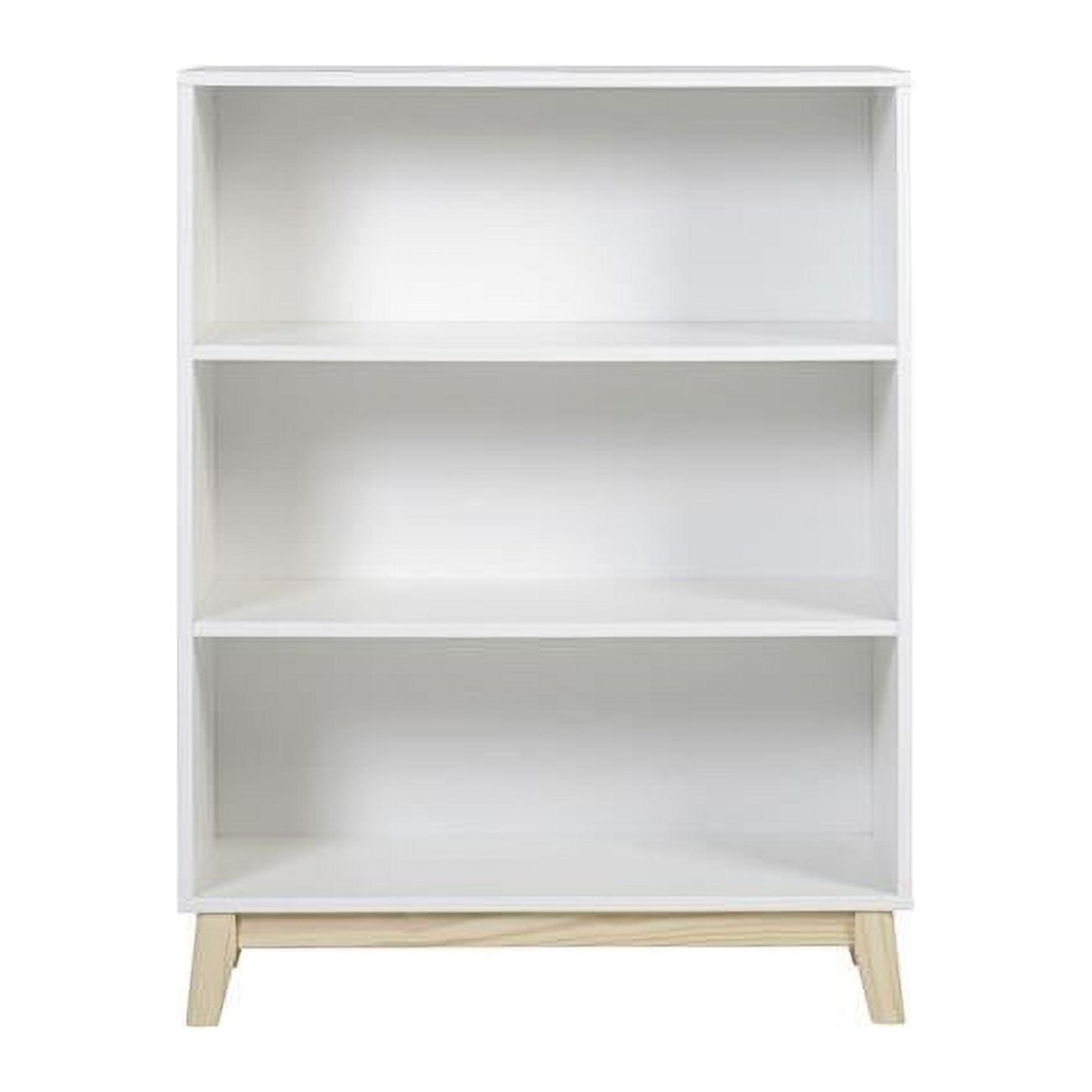 White Wood 48" Adjustable 3-Shelf Kids Bookcase