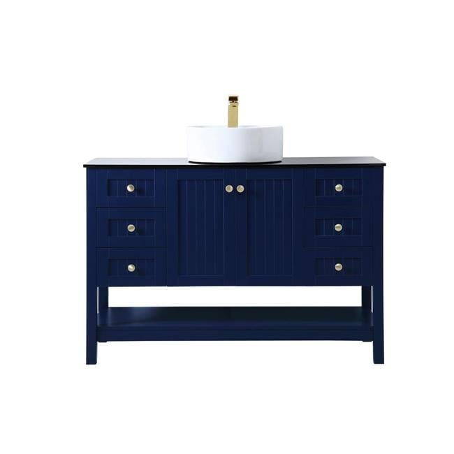 Blue 48" Steel and Porcelain Freestanding Bathroom Vanity