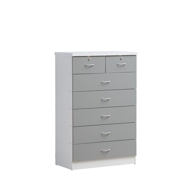 Gray Wood 48" 7-Drawer Roller Chest with Locking Top Drawers