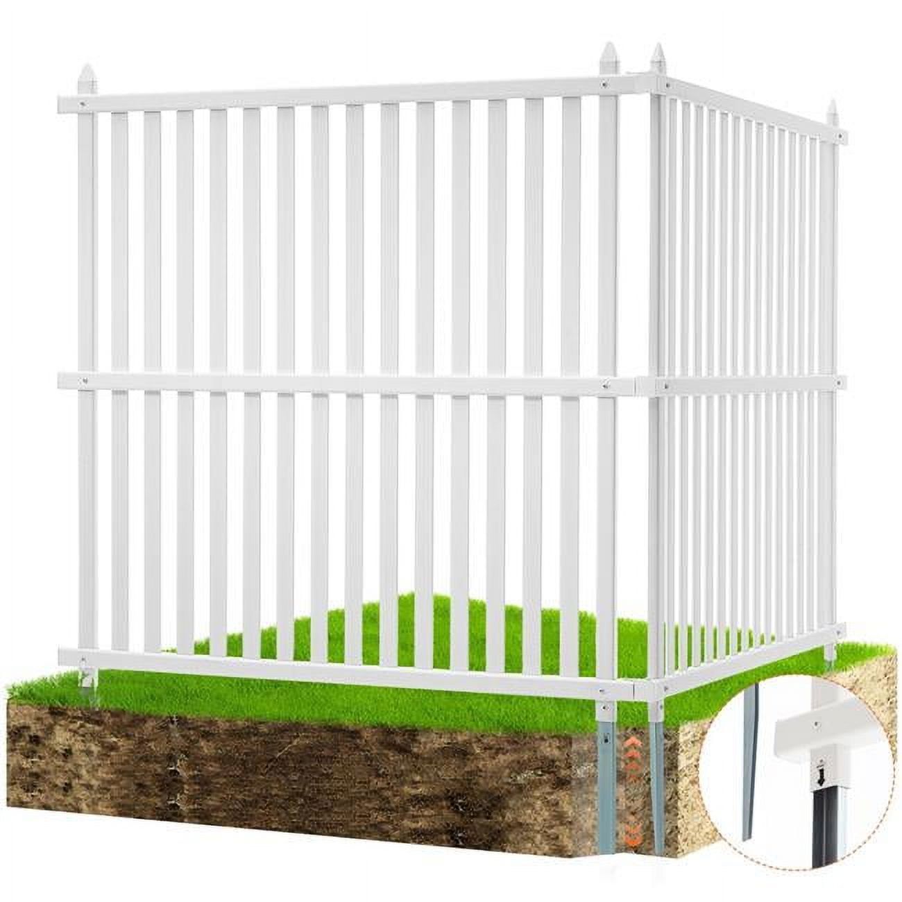 48 x 48 in. White Vinyl Privacy Fence Panels with Galvanized Stakes