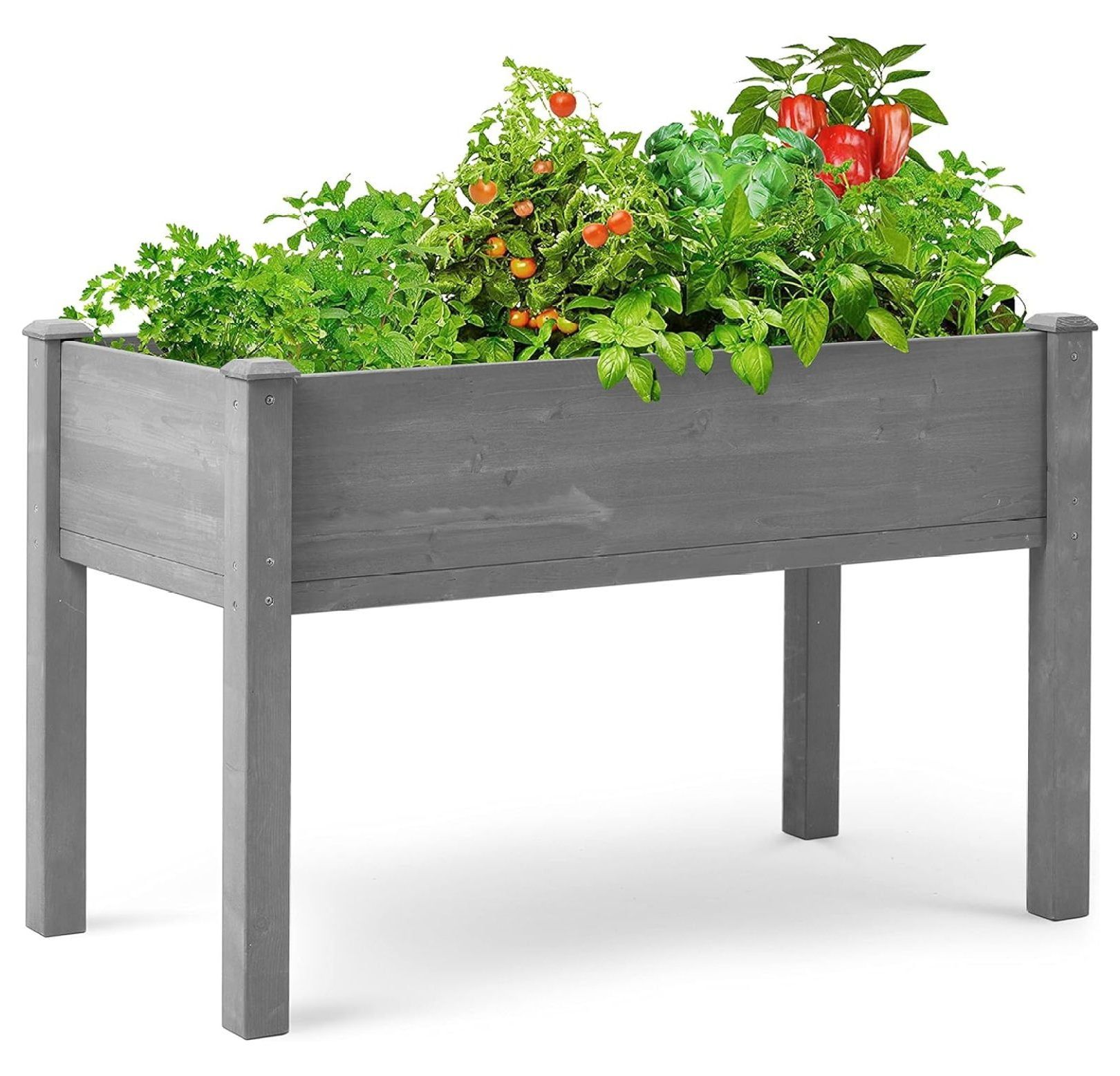 48x24x30 Gray Solid Wood Raised Garden Bed with Legs