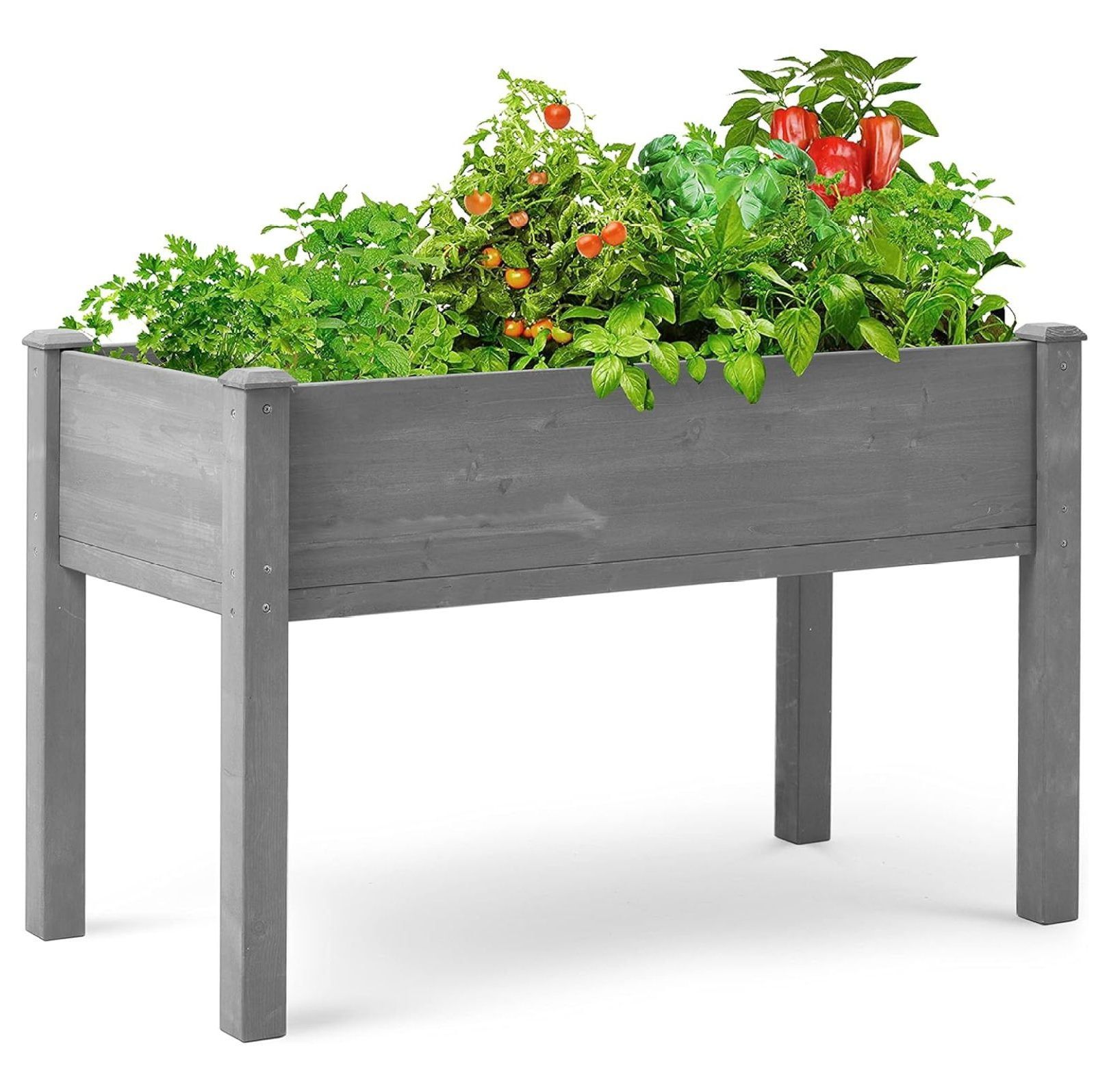 48x24x30 Gray Solid Wood Raised Garden Bed with Legs