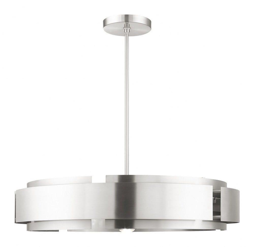 Varick Brushed Nickel 7-Light Contemporary Drum Pendant