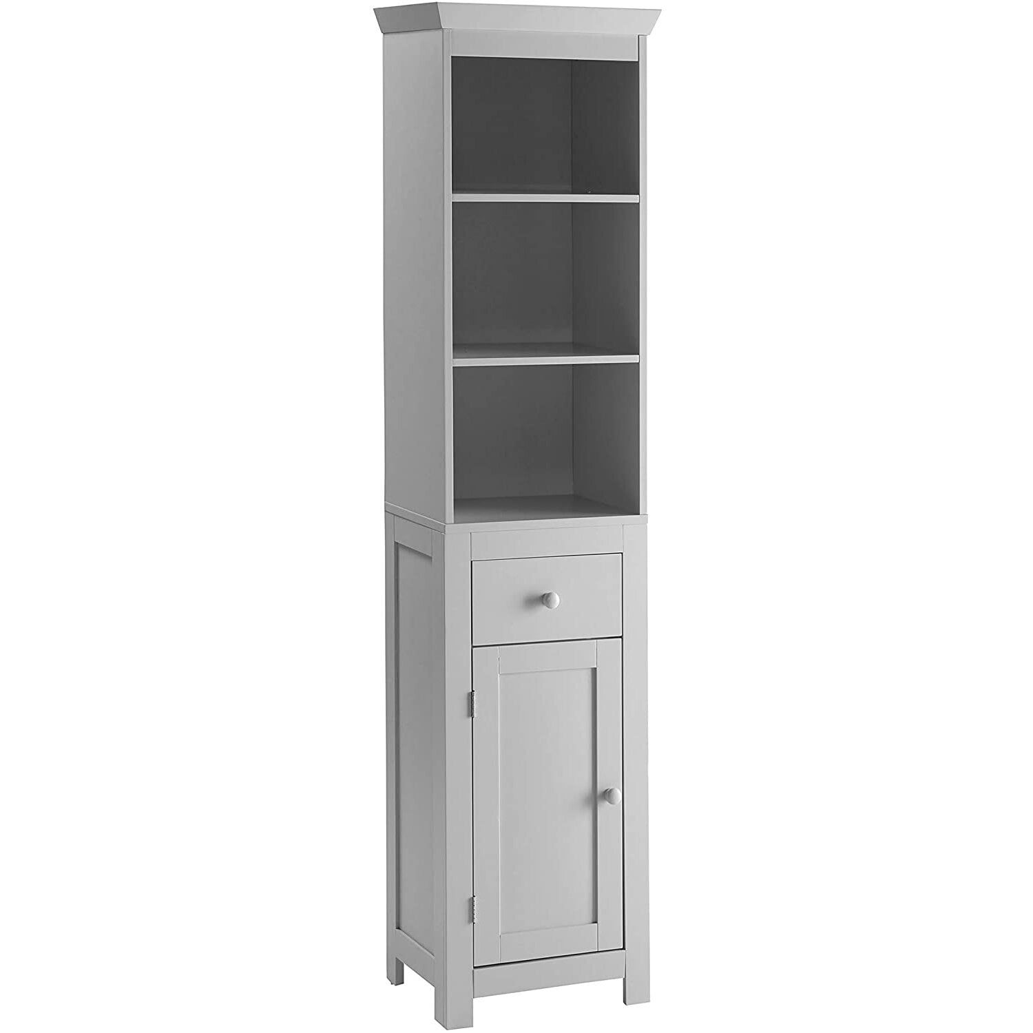 Gray Lacquer Bathroom Tower Cabinet with Adjustable Shelving