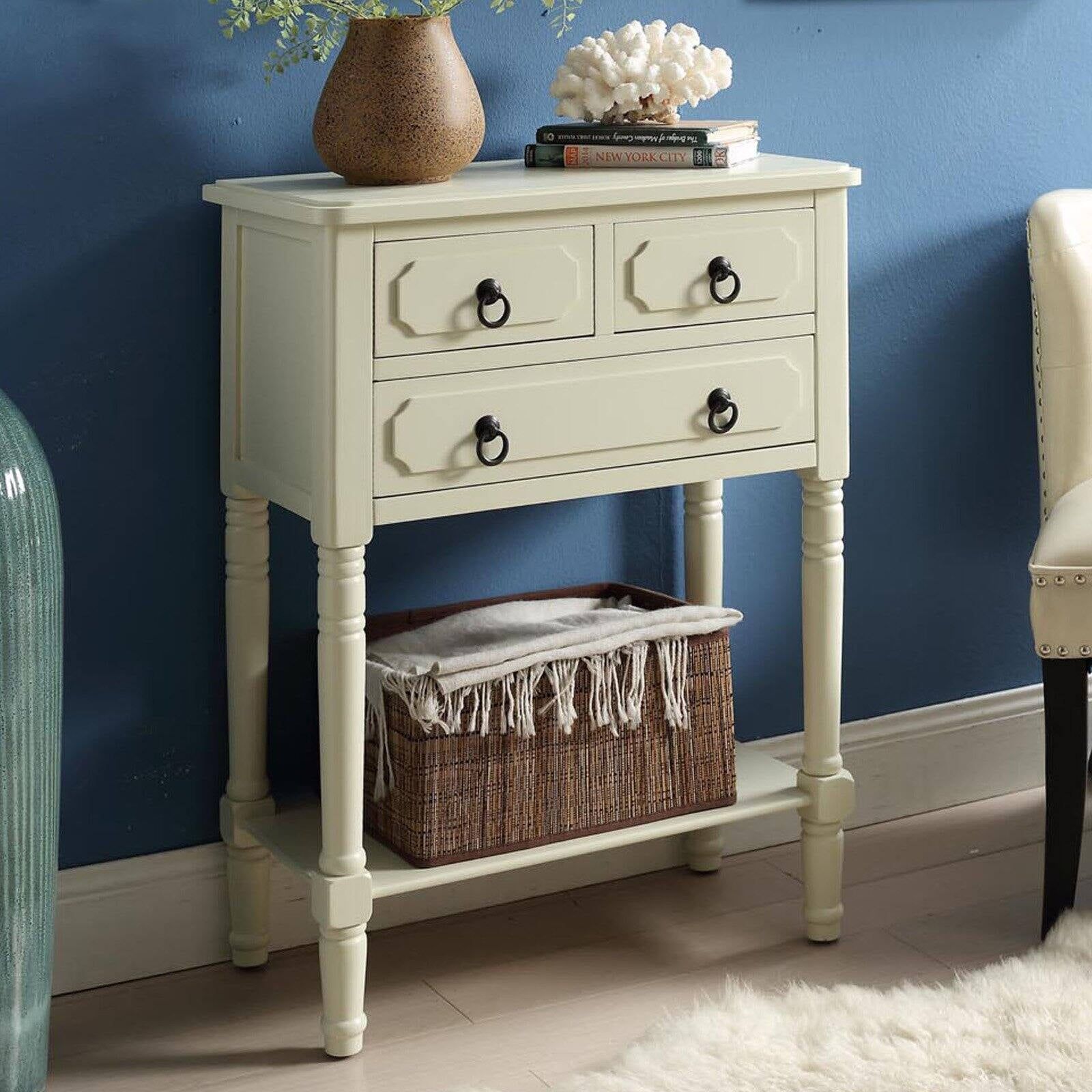 Buttermilk Cottage 3-Drawer Chest with Bronze Ring Pulls