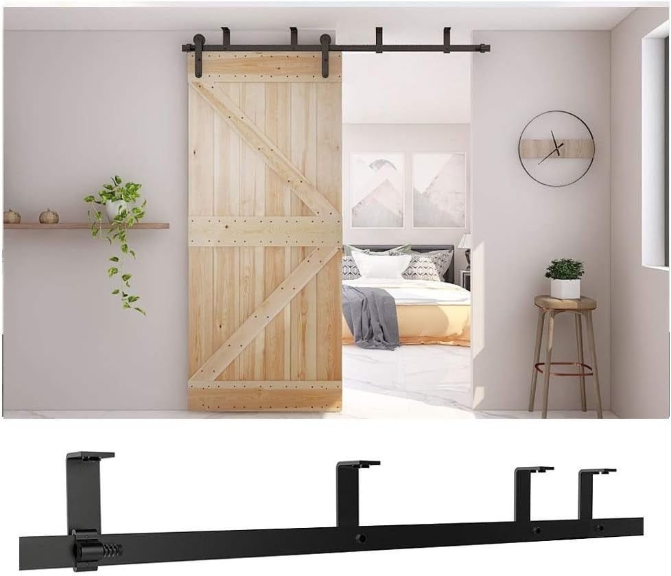 4FT Black Steel Sliding Barn Door Hardware Kit