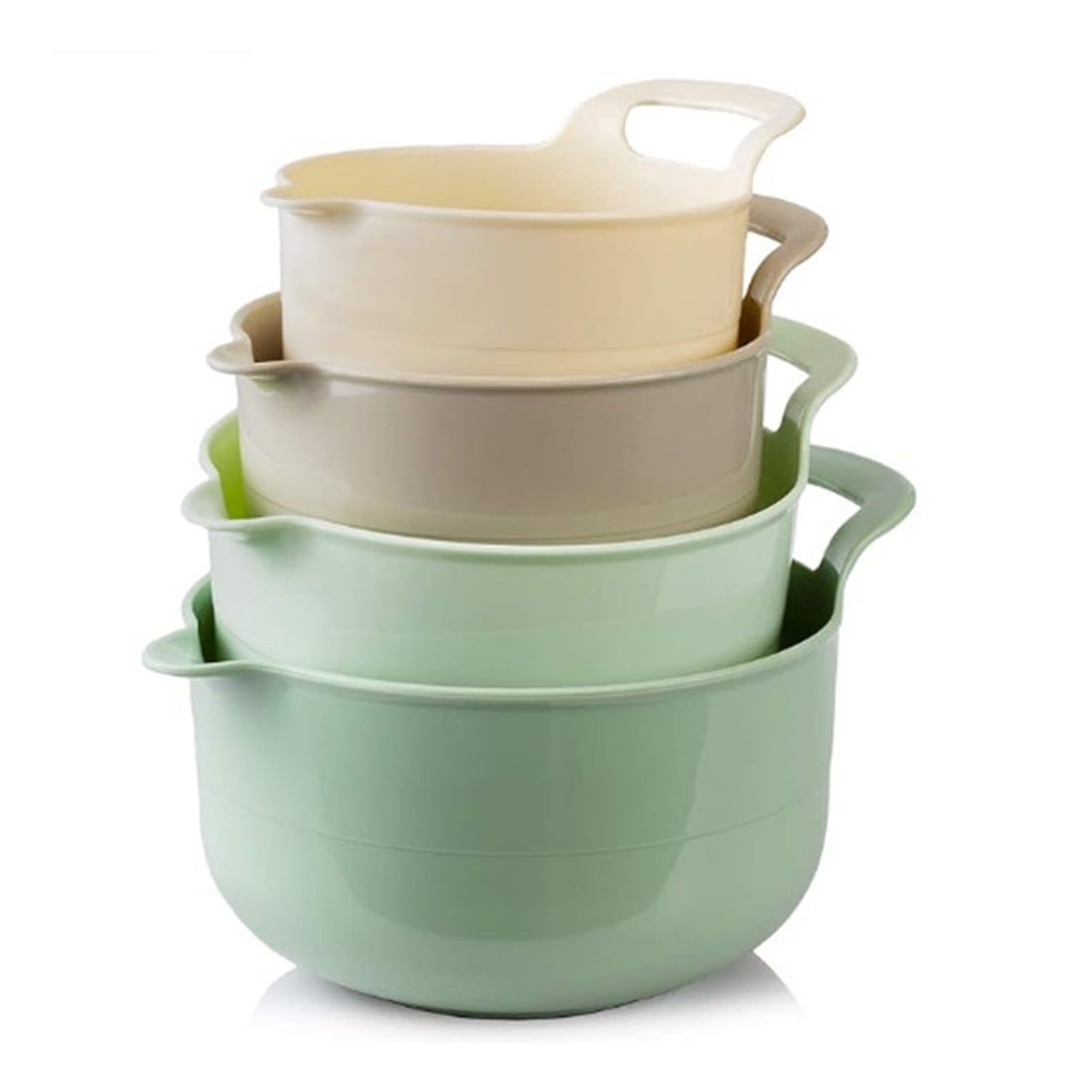 Light Green and Beige 4-Piece Plastic Mixing Bowl Set