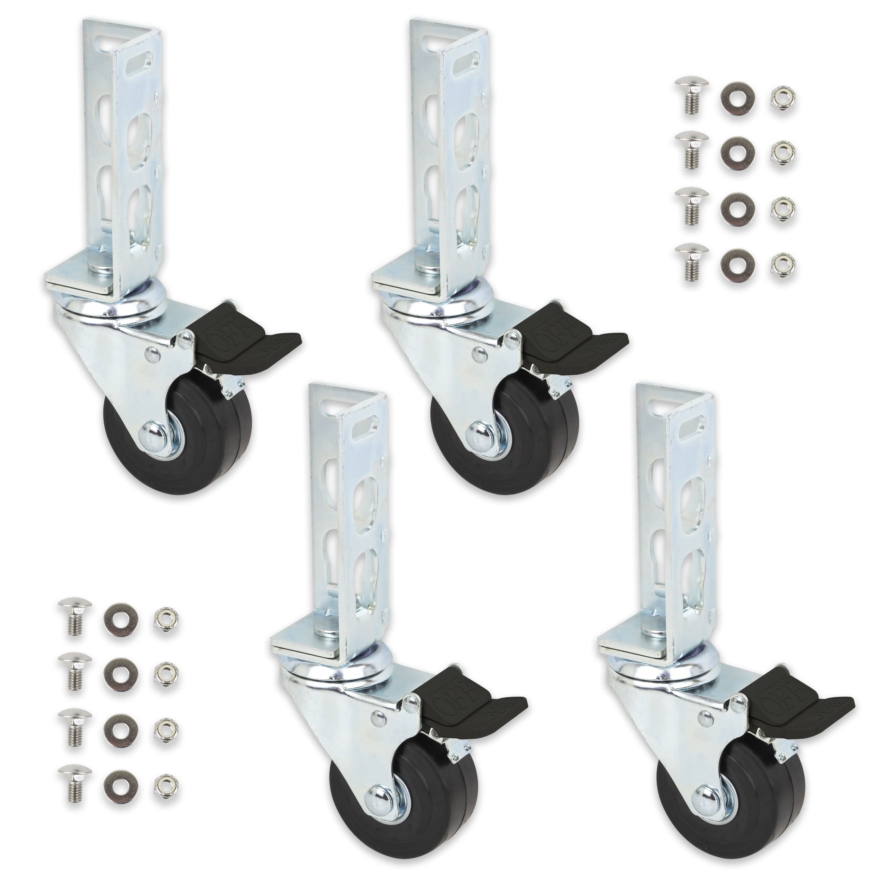 4pc 3" Black and Silver Storage Rack Caster Wheels